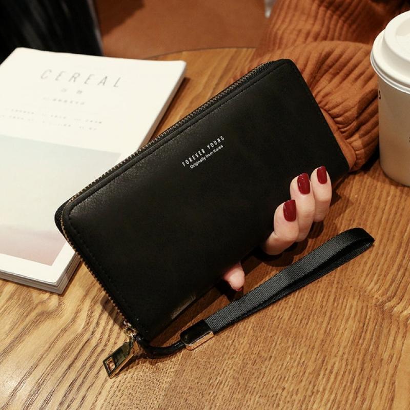 Brand Design Wristband Wallets Women Many Departments Leather Clutch Wallet Female Long Large Capacity Coin Purse Ladies Handbag