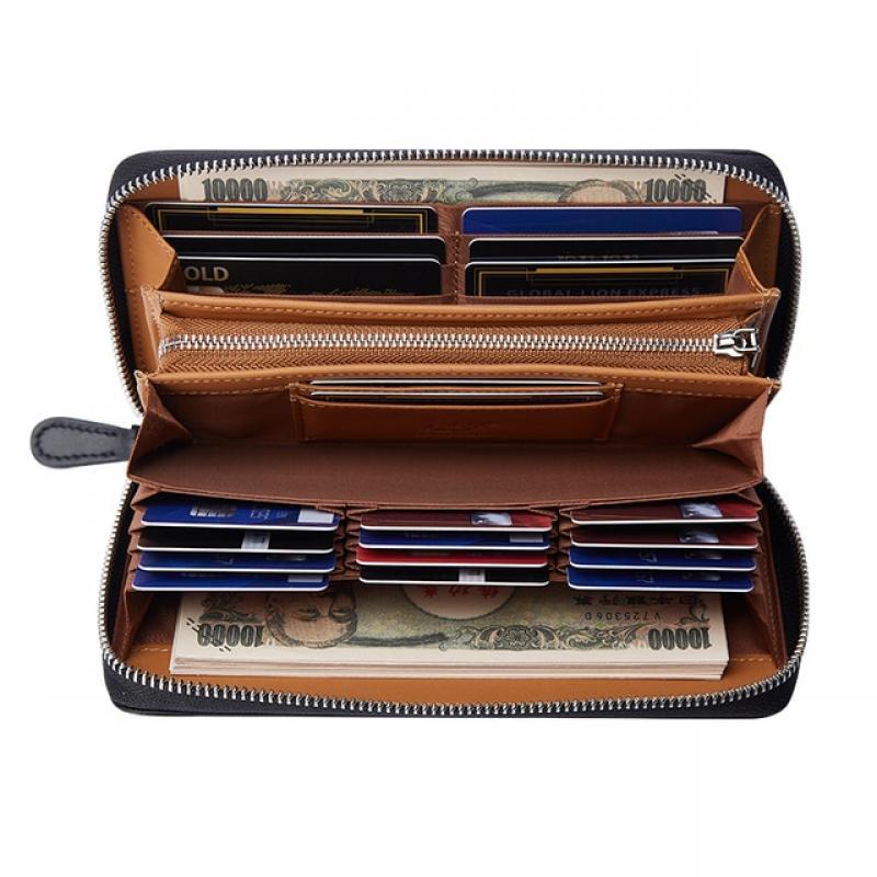BISONDENIM 100% Genuine Leather Men's Long Wallet Change Bit Credit Card Holder Phone Slot Bill Holder RFID Blocking W8276