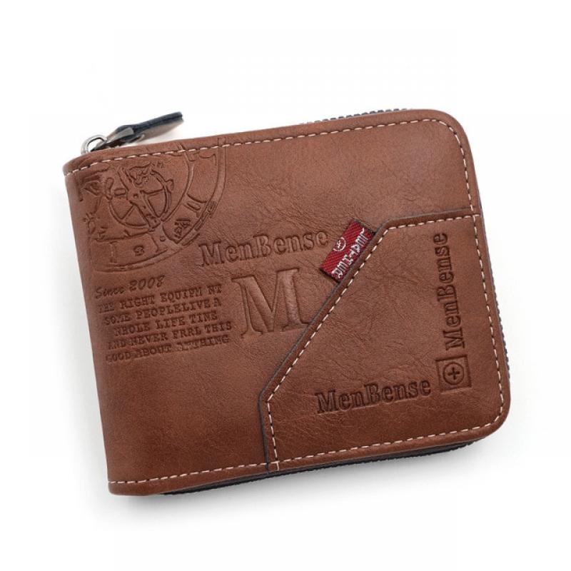 Men's Wallet Made of Leather Wax Oil Skin Purse for Men Coin Purse Short Male Card Holder Wallets Zipper Around Money Coin Purse