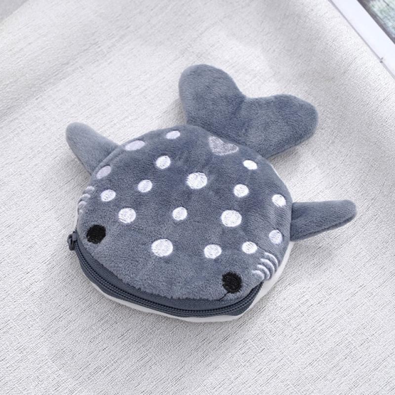 Cartoon Cute Whale Shark Coin Purse for Kids Wallet Portable Plush Coin Bag Key Earphone Coin Organizer Pouch Zipper Bag Purse