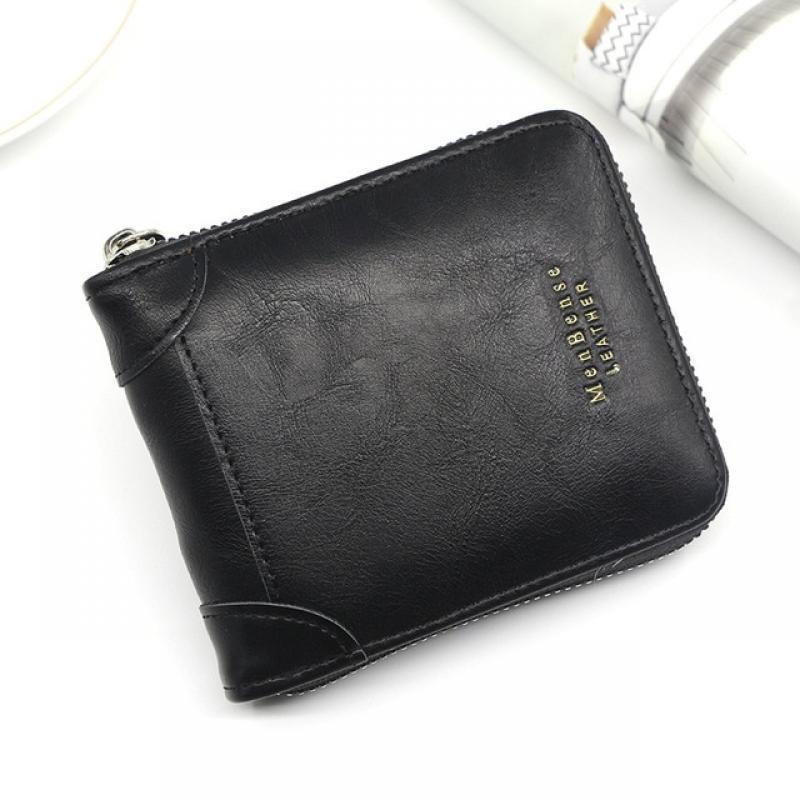 Business Genuine Leather Men Wallets Premium Product Real Cowhide Wallets for Man Short Black Walet Portefeuille Homme Solid