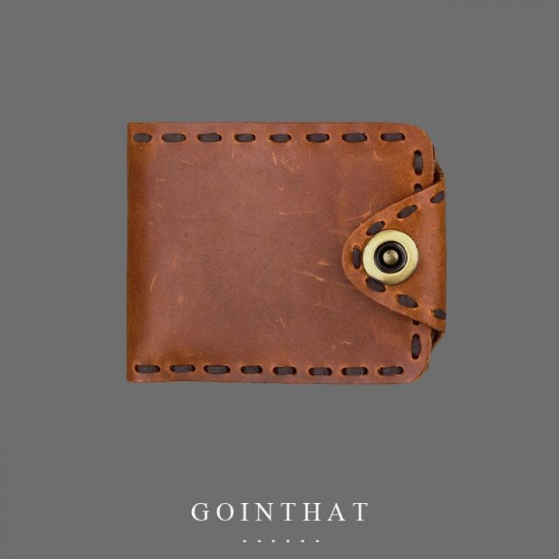 Handmade Genuine Leather Retro Men's Wallet Business ID Card Holders Coin Purse Short Bifold Wallets for Men Vintage Casual