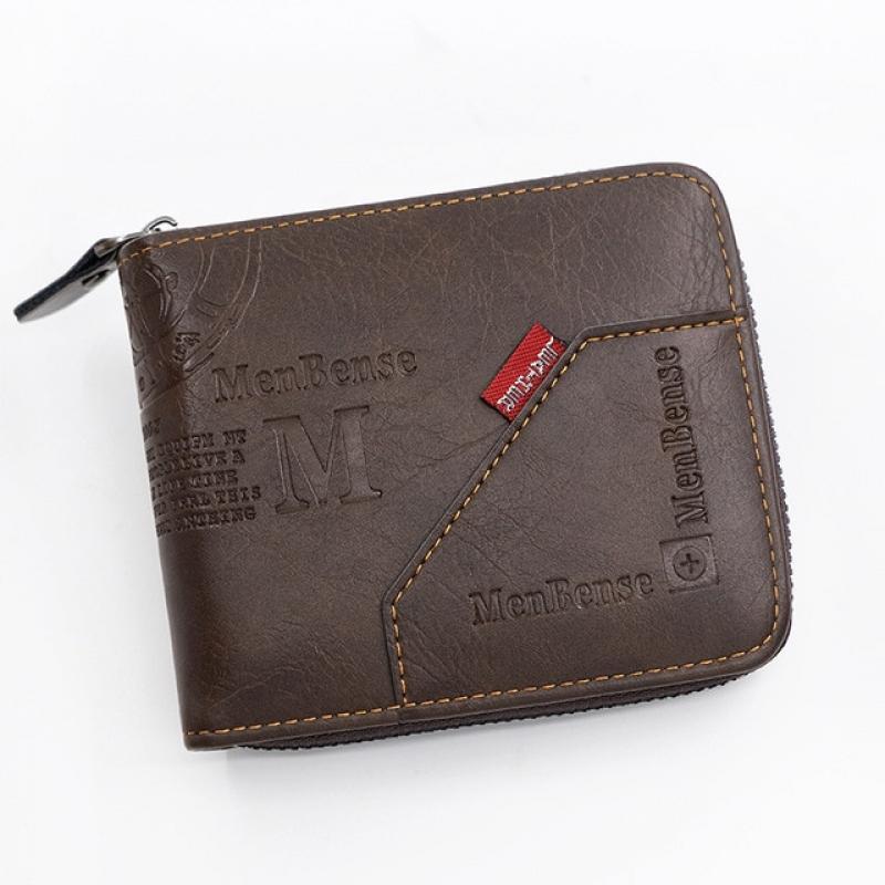Men's Wallet Made of Leather Wax Oil Skin Purse for Men Coin Purse Short Male Card Holder Wallets Zipper Around Money Coin Purse