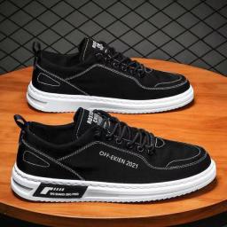 Canvas Shoes Men Sneakers Casual Breathable Walking Flats Lace-up Skateboard Trainers Fashion Lightweight Man Vulacnized Shoes