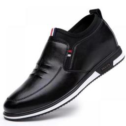 Men Sneakers Shoes Fashion Brand Classic Lace-Up Casual Loafers Pu Leather Shoes Black Breathable Business Men Shoes Big Size