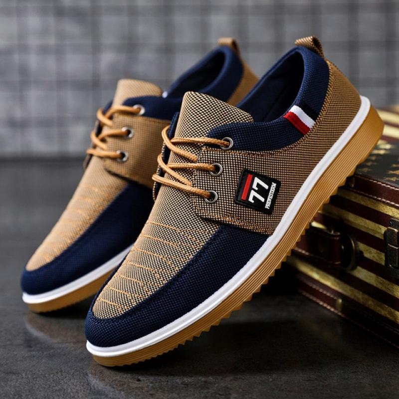 New Men's Canvas Shoes Lightweight Sports Shoes Casual Mesh  Breathable Vulcanized Shoes Classic Fashion Lace Up Work Shoes 2023