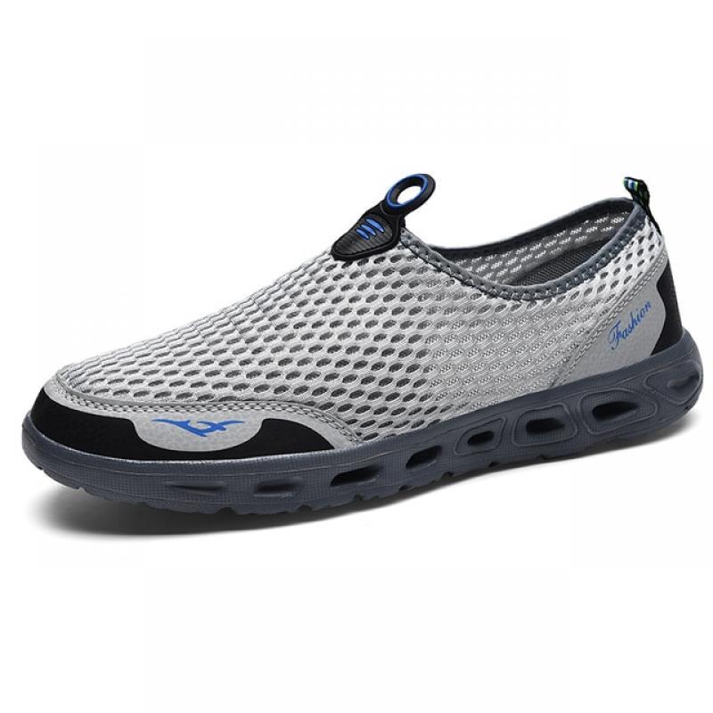 Summer Shoes Men Couple Casual Shoes Fashion Lightweight Breathable Walking Sneakers Slip-on Mens Mesh Flats Shoes Plus Size 48