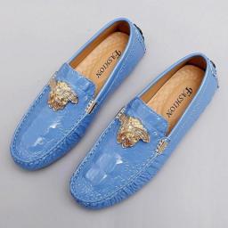 2023 New Fashion Boat Shoes Men Classic Drive Casual Shoes Quality Leather Comfy Men Loafers Shoes Bright Color Loafers Shoes