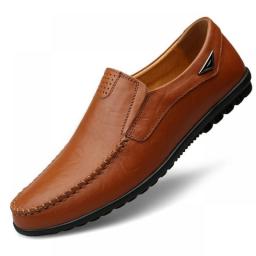 Man Shoes Genuine Leather Men Casual Shoes Brand 2023 Mens Breathable Slip On Black Driving Shoes Loafers Plus Size 37-46