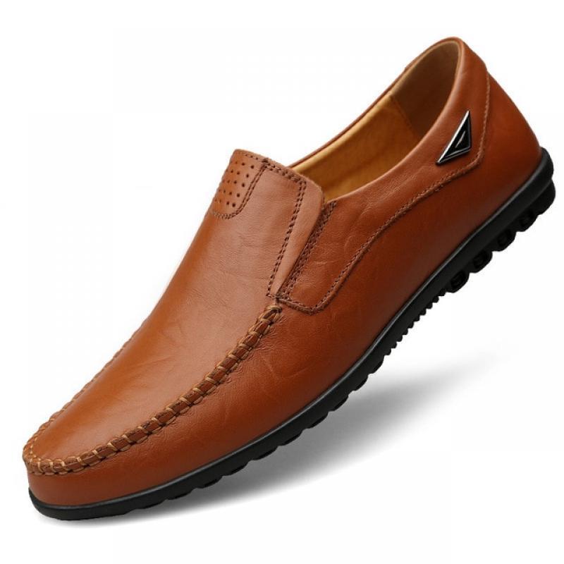 Man Shoes Genuine Leather Men Casual Shoes Brand 2023 Mens Breathable Slip On Black Driving Shoes Loafers Plus Size 37-46