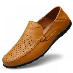 Men Leather Casual Shoes Luxury Brand 2023 Mens Loafers Dress Shoes Summer Moccasins Italian Breathable Slip On Driving Shoes