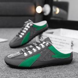 Man Summer Fashion Split Casual Half Shoe Male Breathable Backless Loafer Half Shoes Hombre Open Back Leather Low Heel Shoes