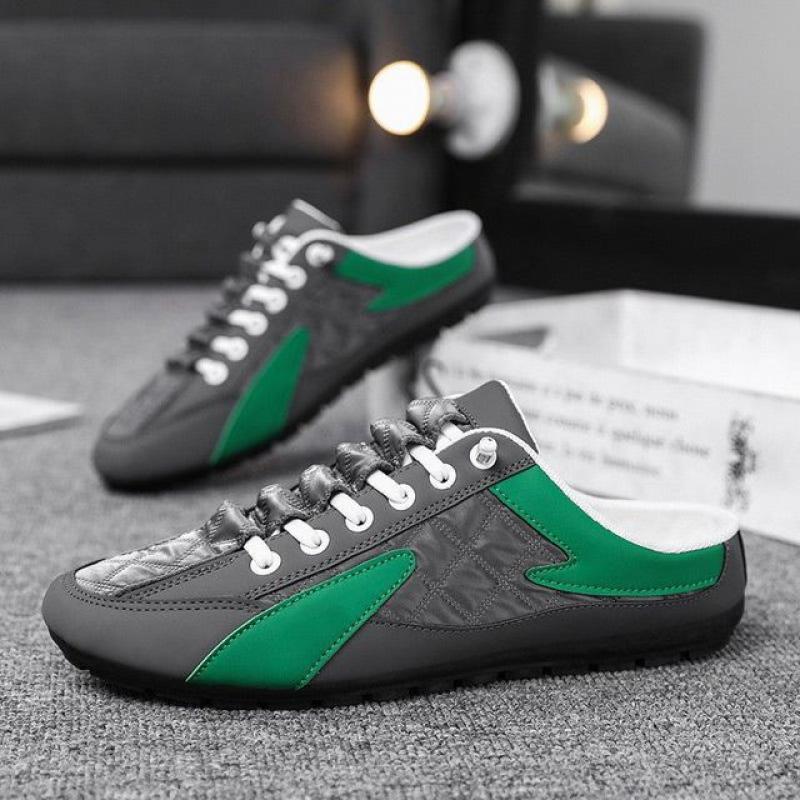 Pousbo Men's Backless Sneakers Man Summer Fashion Split Casual Half Shoe Male Breathable Backless Loafer Half Shoes Hombre