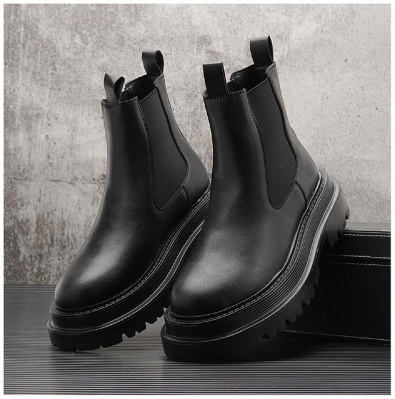 White Men Platform Boots Thick Sole Man Chelsea Boots Designer Men's Luxury Sneakers Green Black