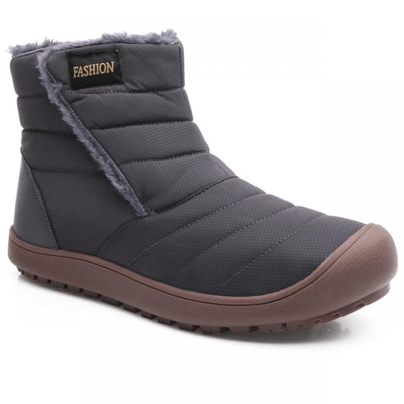 Men Winter Waterproof Snow Boots Couple Warm Fur Plush Ankle Boots Unisex Wear-Resistant Boots Men Winter Shoes Big Size 36-46