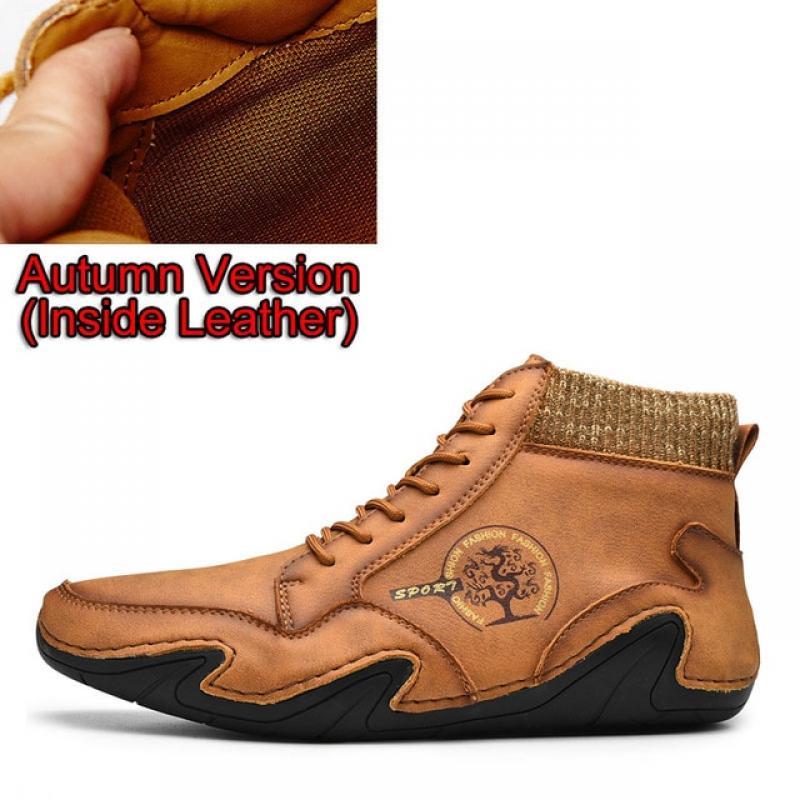 EMOSEWA Men Snow Boots Winter Plush Warm Men Motorcycle Boots Fashion Non-slip Male Ankle Boots Waterproof Autumn Man Work Shoes