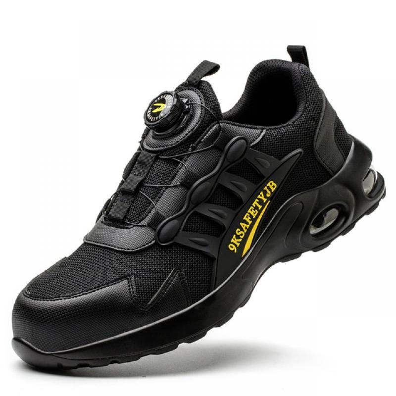 Quality Safety Shoes Men Rotary Buckle Work Shoes Air Cushion Indestructible Sneakers Puncture-Proof security Boots Protective