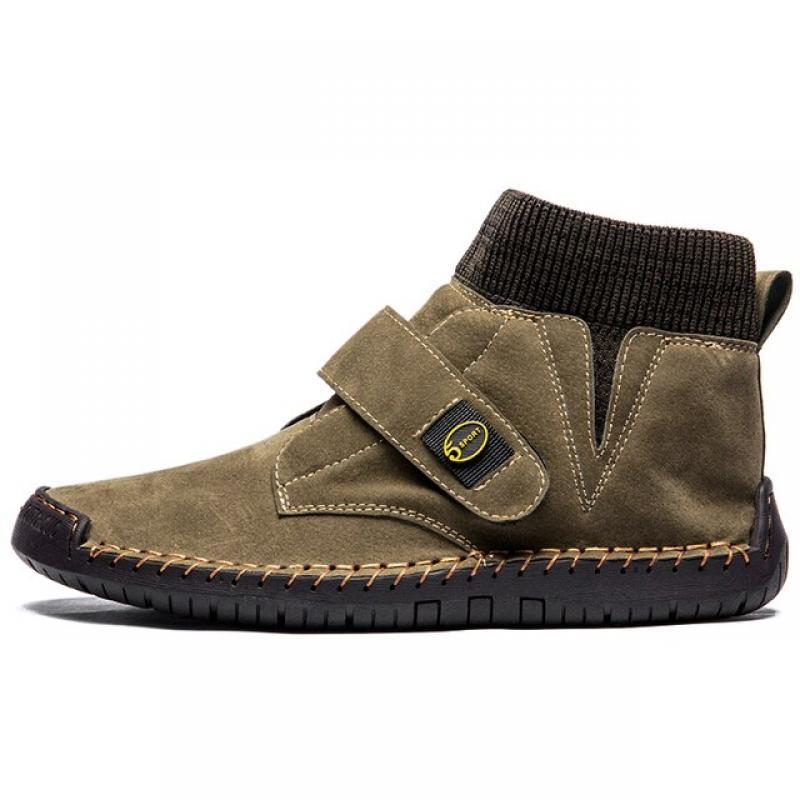 EMOSEWA New Winter Outdoor Men Leather Boots Safety High-Top Ankles Boots Comfortable Safety Warm Non-Slip Business Men's Boots