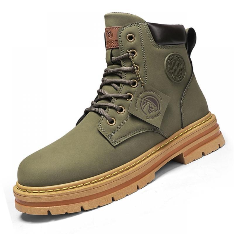 2023High Top Boots Men Leather Shoes Fashion Motorcycle Ankle Military Boots For Men Winter Boots Man Shoes Lace-Up Botas Hombre
