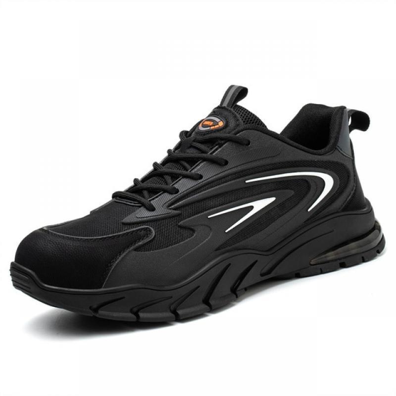 Summer Work Shoes Men Steel Toe Cap Indestructible Sneakers Safety Shoes Lightweight Reflective Strip Construction Boots