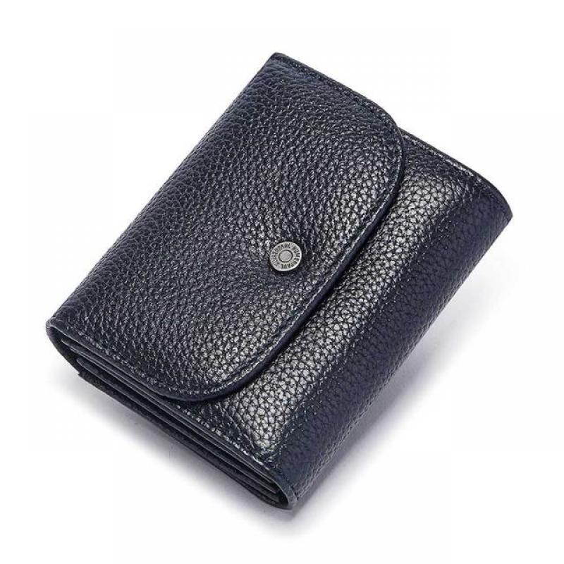 New Genuine Leather Women's Mini Wallet Business Travel Zipper Coin Purse RFID Blocking Card Holder For Girl with Money Clips