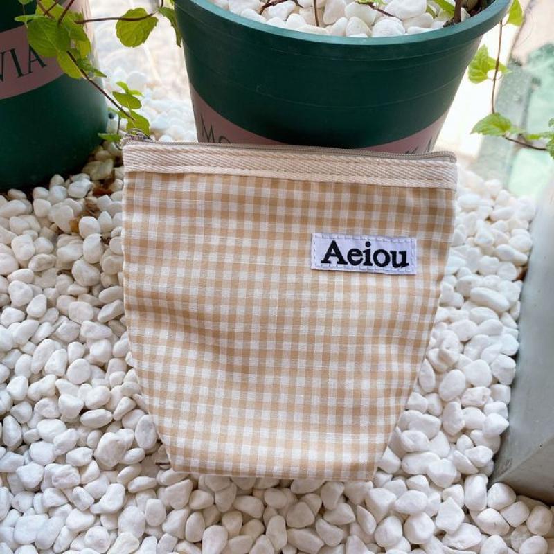 New Plaid Mini Cosmetic Bag Canvas Coin Purse Money Wallet Portable Women Small Pouch Makeup Organizer Case Lipstick Storage Bag