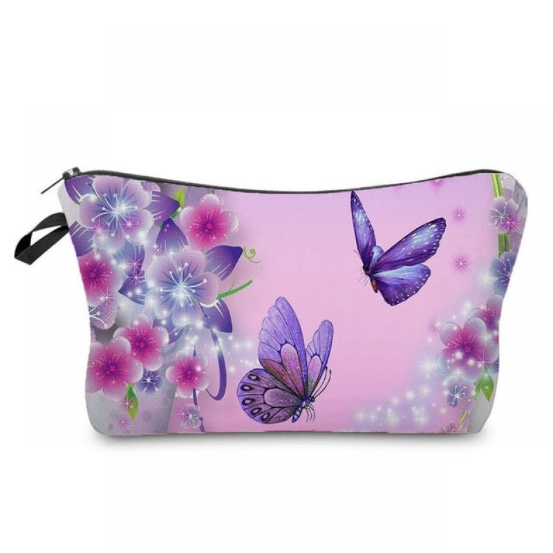 Red Retro Fashion Organizer Cosmetic Bags For Print Butterfly Piano Waterproof Makeup Bag Hot Sale Zipper Toiletry Pencil Cases