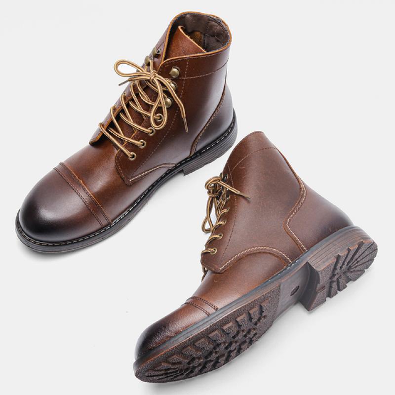 39~48 Genuine leather Men Boots  Natural Cow Leather Ankle Boots For Men #DX8107