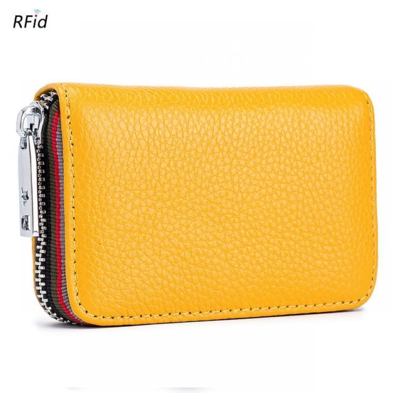 2022 New Fashion Women's Card Bag Genuine Leather Men Credit Card Holder Rfid Wallet Female Change Organizer Small Purse Zipper