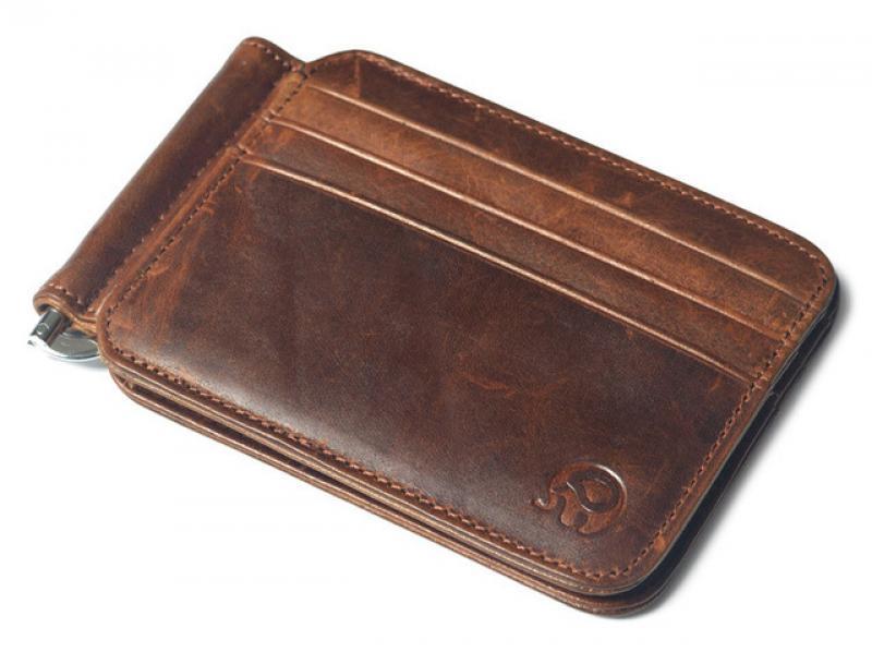 Genuine Leather Money Clip Vintage Designer Men's Thin Wallet with 12 Card Slots Slim Purses for Man