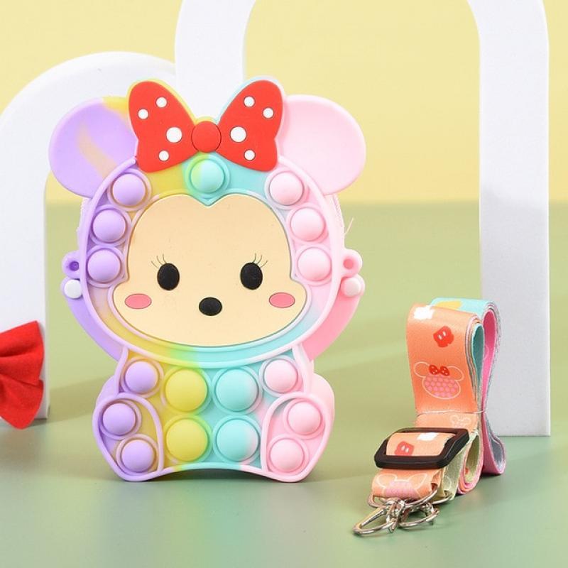 Cute Little Mouse Silicone Zero Wallet Rat Killing Pioneer Crossbody Bag Cartoon Headset Key Bag Decompression Bubble Music
