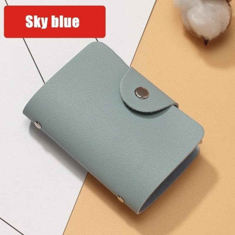24 Slots Bits Card Holder Bag Simple Solid Color Pocket Case Women Men Credit ID Card Organizer Leather Cardholder Wallet 2022