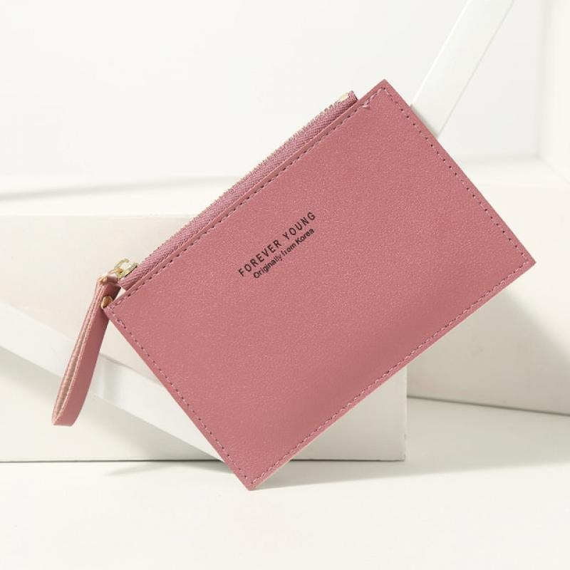 Men's Women's PU Zipper Cash ID Card Credit Card Holder Pure Color Mini Business Card Case Name Card Holder Holiday Gift