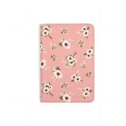 Fashion Cartoon Passport Cover Cute Pink Flower Men Women PU Leather Travel Business Passport Holder Case Card ID Holder 14×10cm