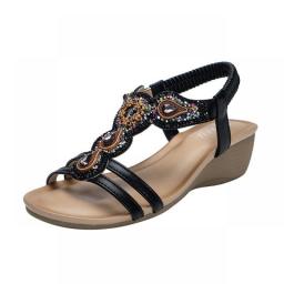 New Arrival Women Sandals Wedges Shoes Casual Shoes Women Beading Bohemia Fahion High Heels Plus Size 37-41 Women Shoes
