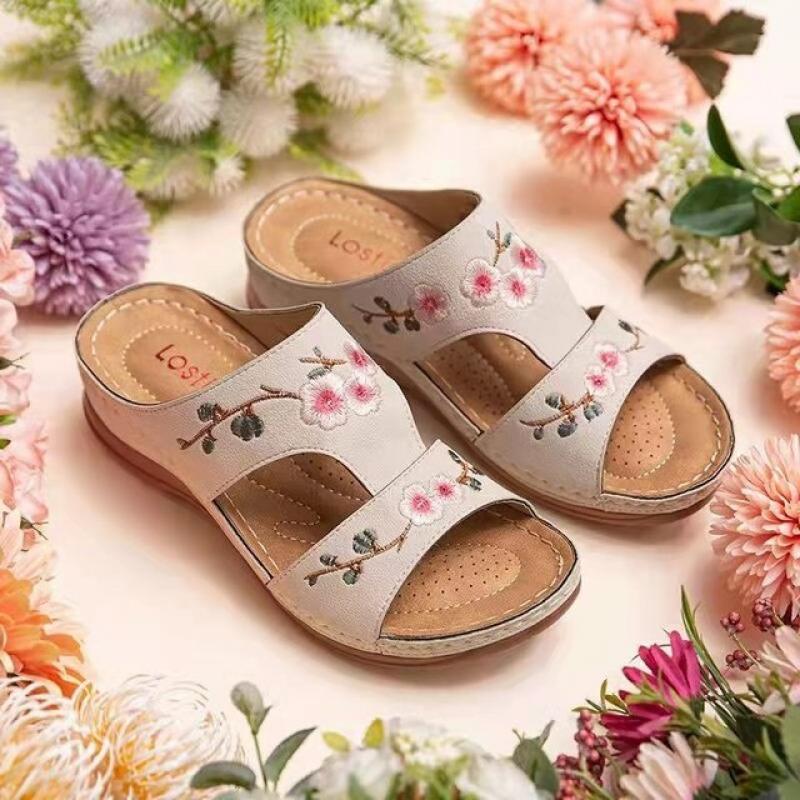 Summer Women Wedge Sandals Premium Orthopedic Open Toe Vintage Leather Casual Female Platform Retro Shoes