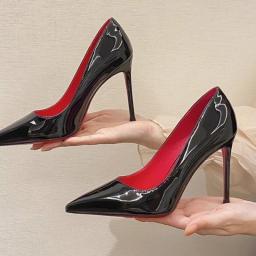 Nightclub High Heel Pointed Toe Stiletto Red Bottom Fashion Women's Shoes Shallow High Heels Red Bottom High Heels  Lolita Shoes