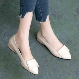 Pofulove Women Shoes PU Leather Midi Pumps Square Heels Black Red Heel Party Wedding Fashion Pointed Toe Ladies Wedges Zapatos