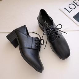 Hot Sale Single Shoes Women 2022 Spring And Autumn New British Coarse Heel Small Leather Shoes College Style Retro Women