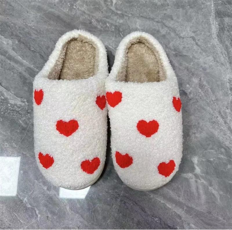 FUNNY FUNKY Winter Womens'Slippers Fluffy Faux Fur Smile Face Household Slippers Shoes for Women Female Home Shoes Dropshipping