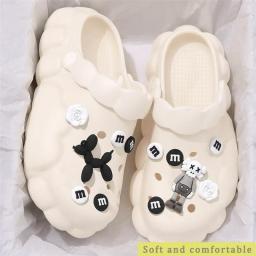 2023 Cute Clouds Hole Shoes Women Summer Clogs Outside Wear Anti-slip Thick Bottom Package Head Female Models Sandals Slippers
