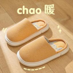 Couples Home Cotton Slippers Women Indoor Bedroom Slippers Comfortable Men Plush House Shoes Non-slip High Quality Flat Slippers