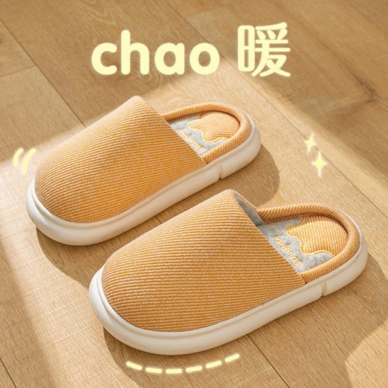 Couples Home Cotton Slippers Women Indoor Bedroom Slippers Comfortable Men Plush House Shoes Non-slip High Quality Flat Slippers