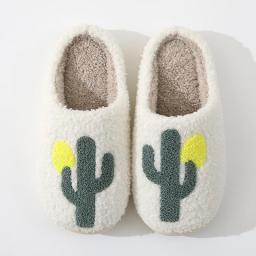 ASIFN New Style Comfortable Home Cactus Warm Winter Cotton Slippers Couple Men And Women Thick-soled Cotton Shoes Non-slip