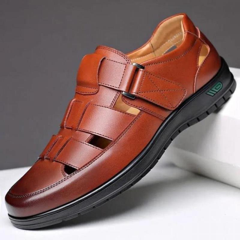 Men's Leather Shoes Business Casual Forma Wear High Heels Soft Sole Non-Slip Summer Sandals Black Leather Shoes luxury shoes