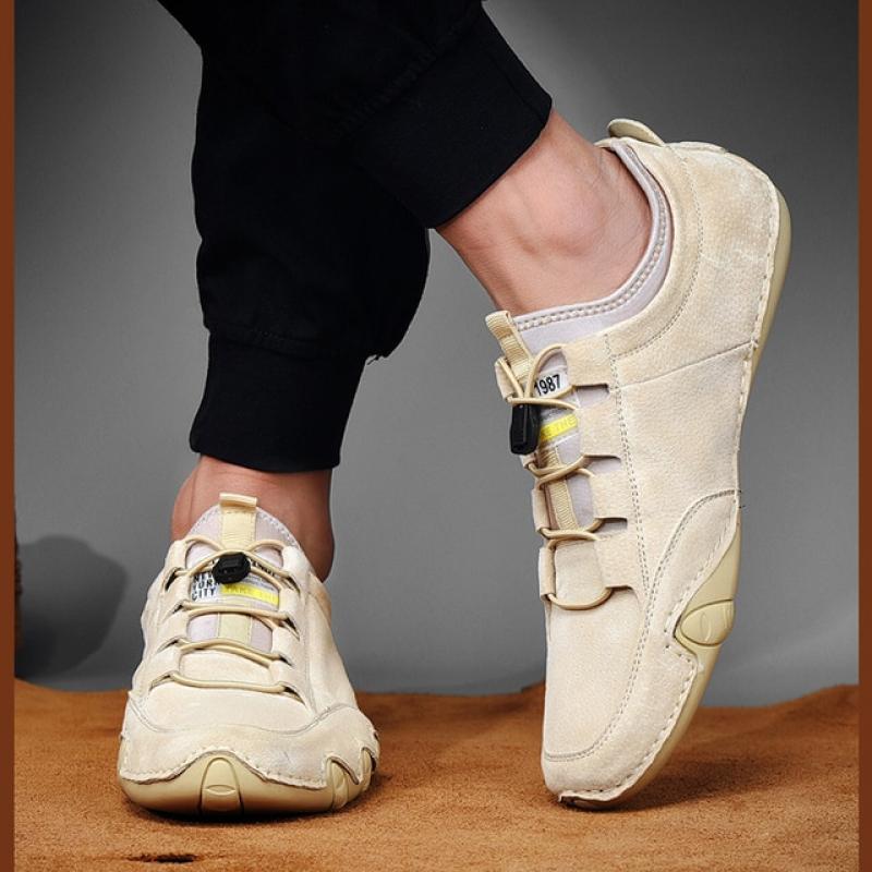 2022 Mens Sneakers Casual Slip On Loafers Outdoor Light Flats Autumn Genuine Leather Shoes Comfortable Solid Color Mens Sneakers