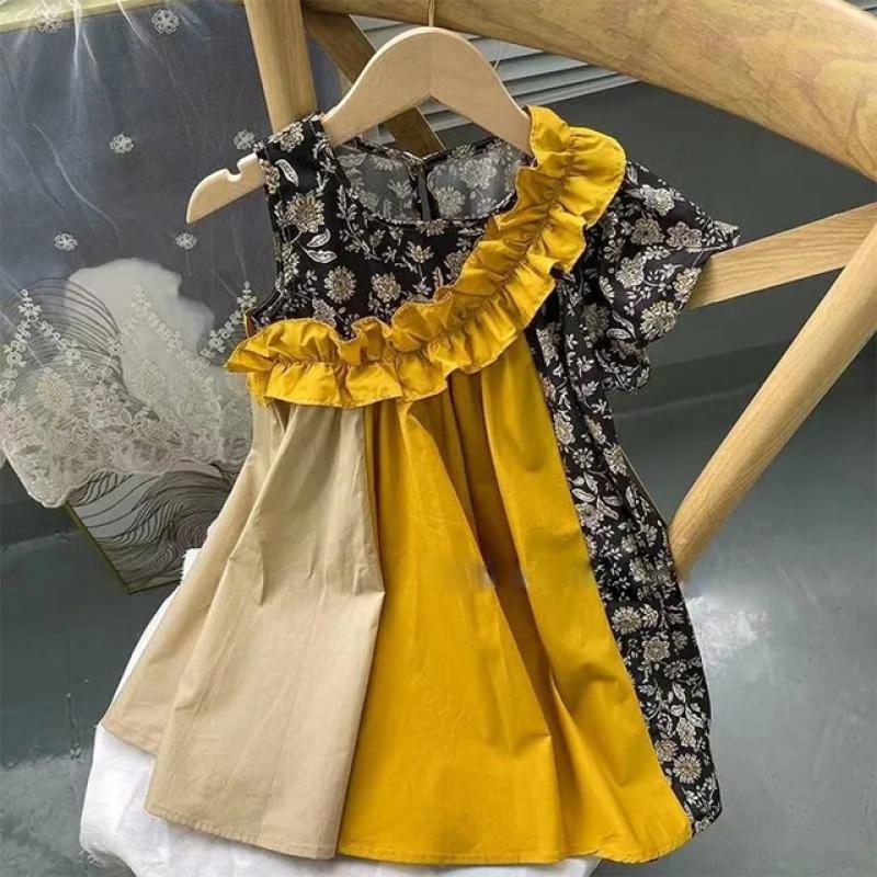 Bear Leader New Solid Baby Girl Dress Cotton Button Kids Dresses Summer Princess Party Dress Toddler Girls Sundress Kids Clothes