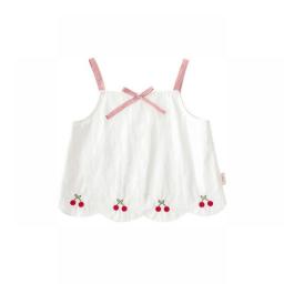 Girls' Fashion Pants Cherry Suspender Baby Doll Shirt Top New Summer Children's Casual Pants