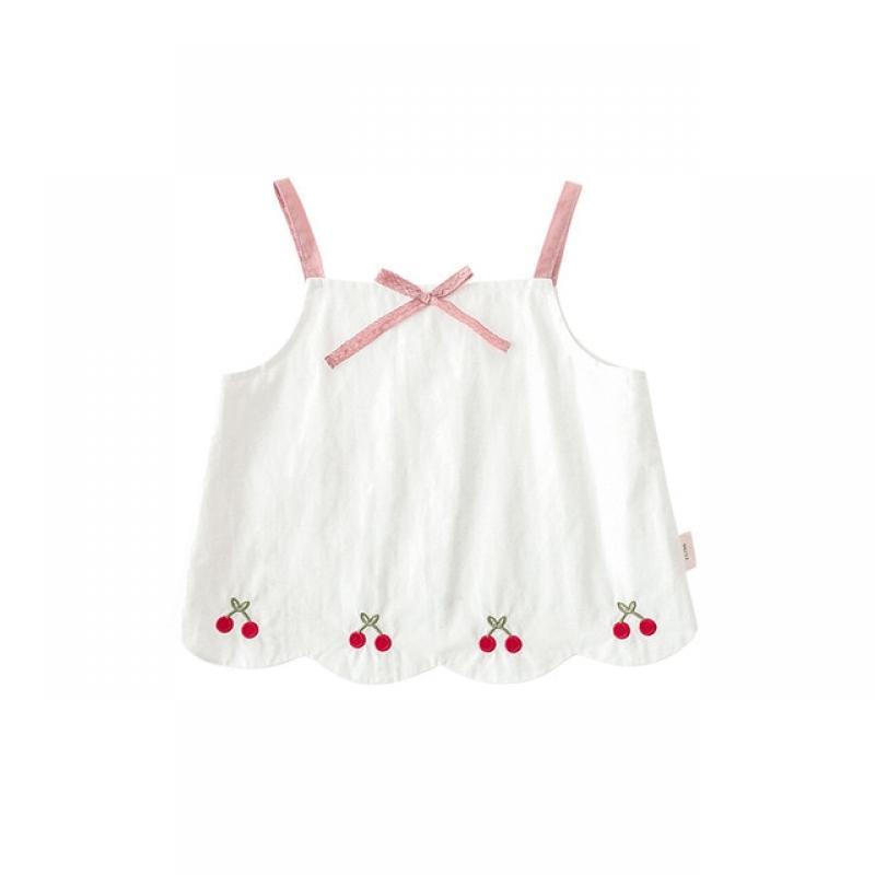 Girls' Fashion Pants Cherry Suspender Baby Doll Shirt Top New Summer Children's Casual Pants
