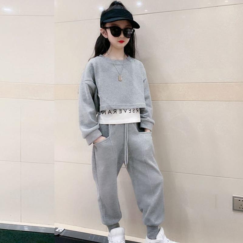 Girls Suits Spring Autumn Children Long Sleeve T-shirt + Pants Sports Hoodie 2pc Streetwear Casual Baby Girl Clothes Outfits